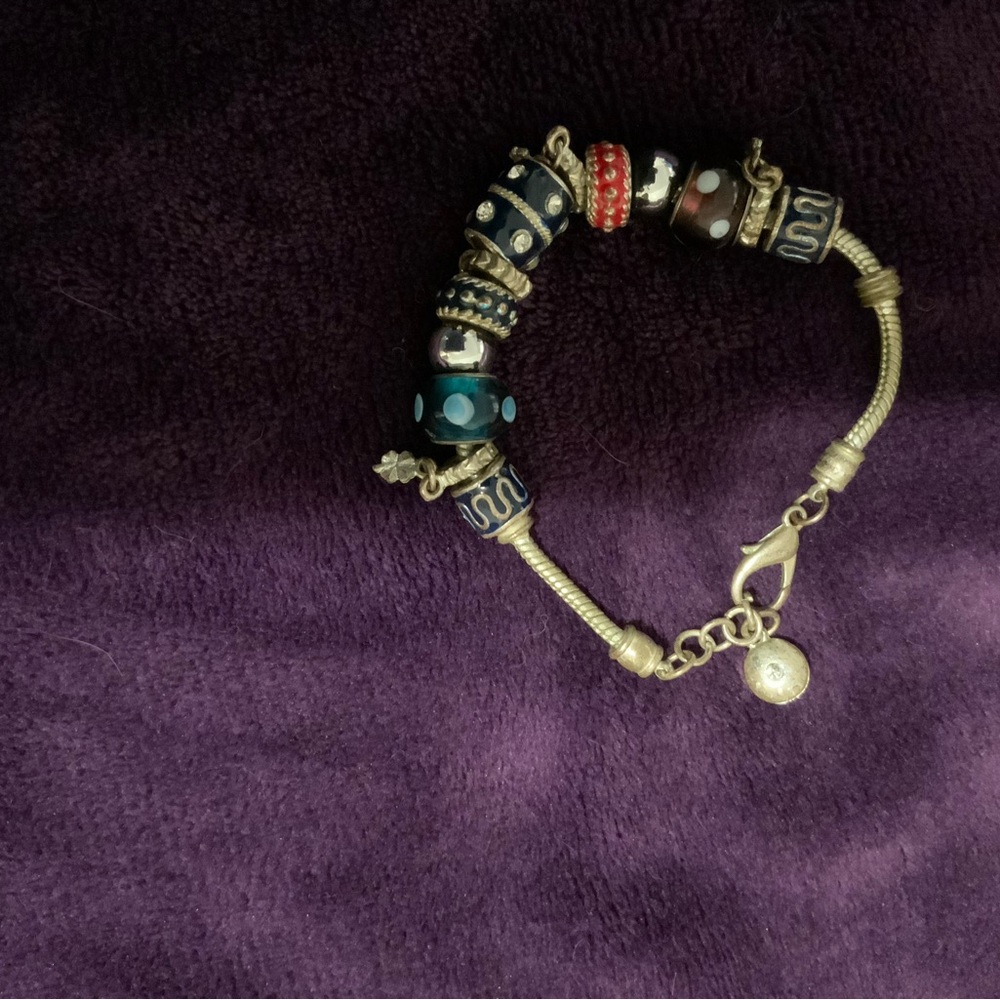 Elegant Silver Colored and Multicolor Beaded Bracelet